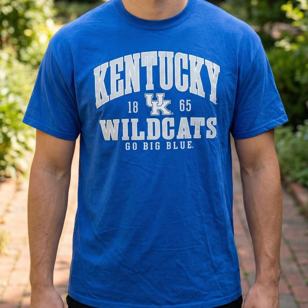 Captivating Kentucky Wildcats Mens Blue Go Big Blue Graphic T-Shirt NCAA Sport